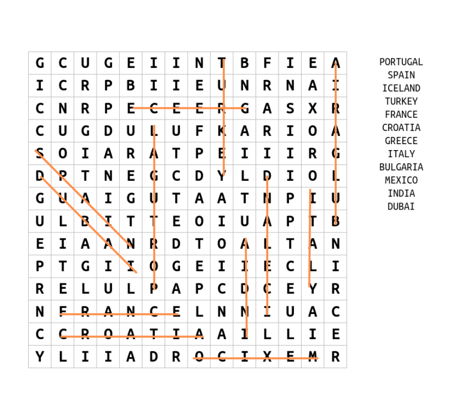 wordsearch answers